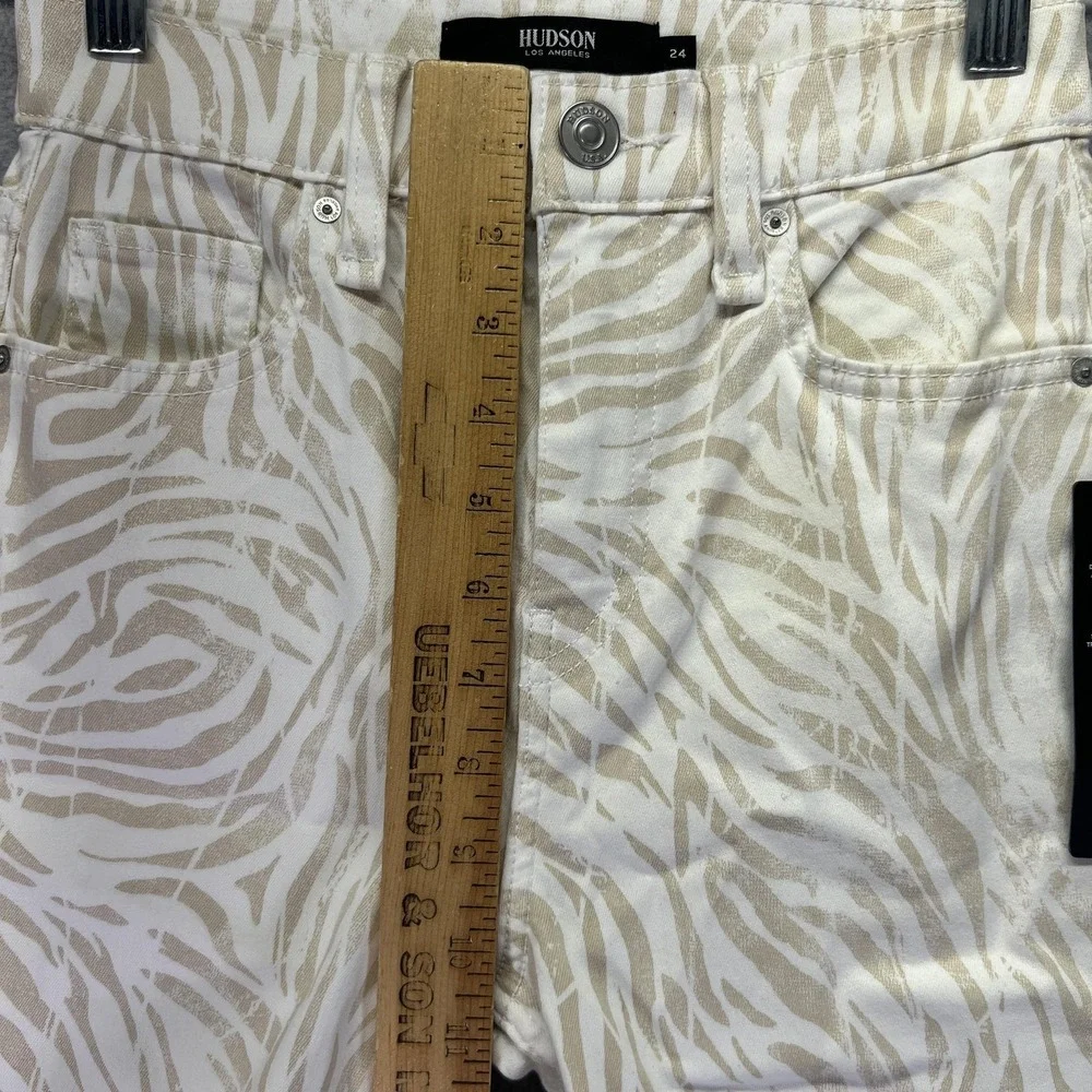 Hudson Holly Straight Jean Womens 24x30 Beige White Animal Print High Rise Denim - Picture 5 of 10